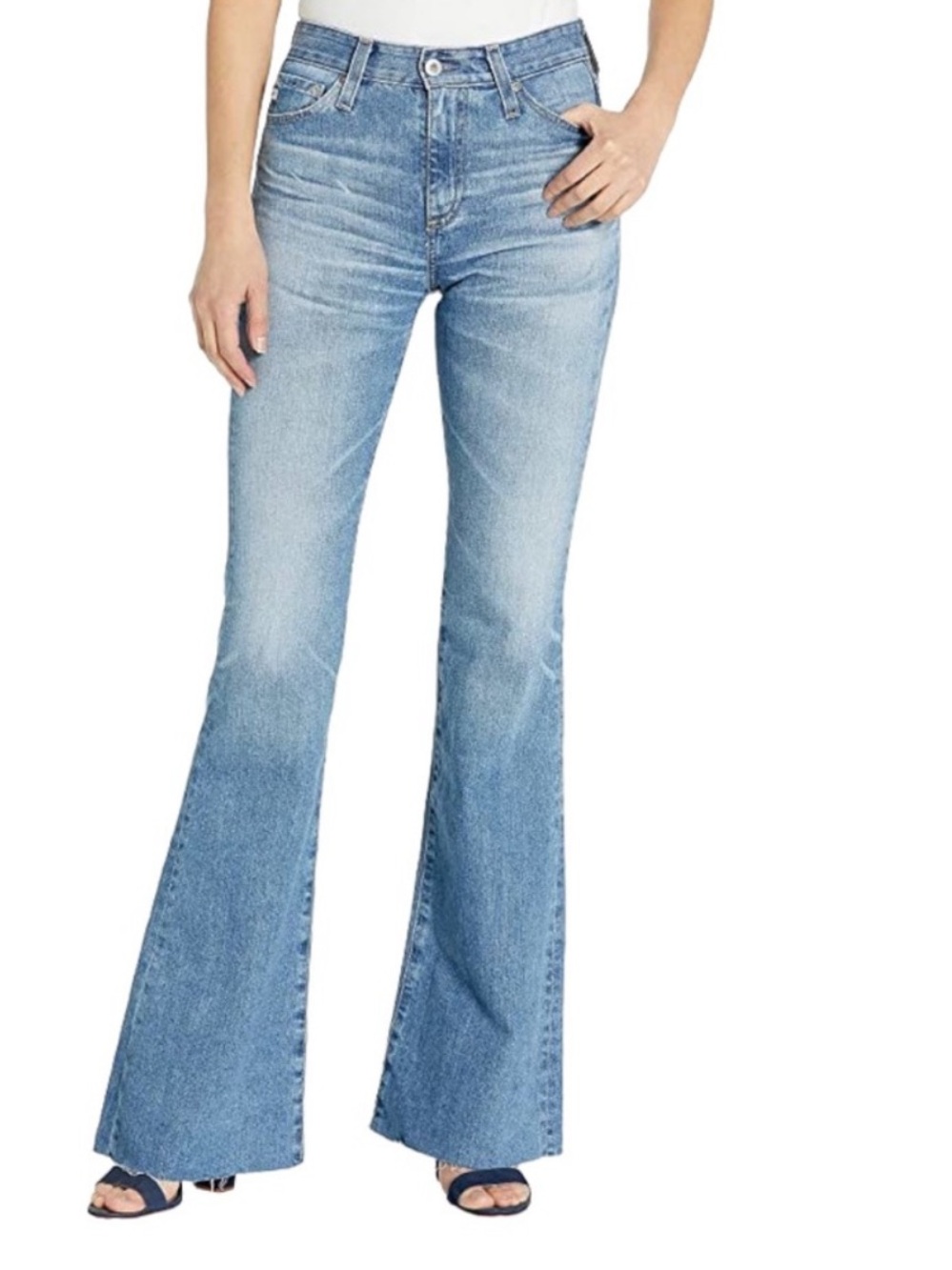 AG The Quinne 30 X 32 Light Wash High Rise Flared Jeans